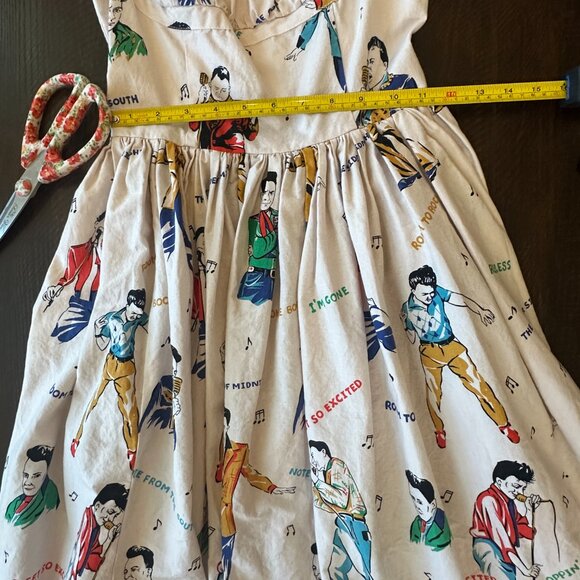 Bernie Dexter Rockabilly Idol Dress Elvis Print Cotton Fit and Flare Size S - Picture 7 of 7